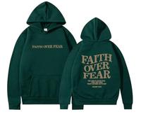 Tencipeda Faith Over Fear Hoodie, Christian Hoodie for Men & Women, Faith Long Sleeve Pullover (Green-B,S)
