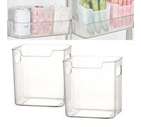 Tencipeda Freezer Storage Bins, Clear Freezer Storage Bins for Bottom Freezer, Stackable Plastic Organizer with Handles, Side Door Vertical for Kitchen, Pantry, Cabinet (S*2,Transparent)