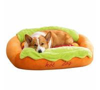Tencipeda Hot Dog Pet Bed, Dachshund Sleeping Cushion with Bun Shape Design, Washable Puppy Mat for Small Indoor Pets (Size:XL)
