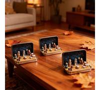 Tencipeda Mini Christmas Nativity Set in A Tin Box, Portable Pocket Size Nativity Scene Gift Tin Box Resin Holy Family Sheep & Jesus Figurines for Desk Shelf Office DéCor (3 Sets)