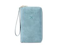Tencipeda Multi-Functional RFID Passport Wallet, RFID Passport Wallet Women Essential Travel Anti-Theft Storage Case (Light Blue)