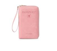Tencipeda Multi-Functional RFID Passport Wallet, RFID Passport Wallet Women Essential Travel Anti-Theft Storage Case (Pink)