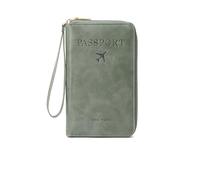 Tencipeda Multi-Functional RFID Passport Wallet, RFID Passport Wallet Women Essential Travel Anti-Theft Storage Case (Green)