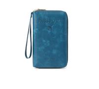 Tencipeda Multi-Functional RFID Passport Wallet, RFID Passport Wallet Women Essential Travel Anti-Theft Storage Case (Blue)