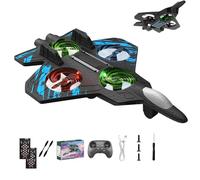 Tencipeda Rc Jet, Rc Stunt Fighter Jet Toy for Kids with 360° Flips & LED Lights, Foam Remote Control Airplanes Stunt Roll Airplane Toy Gifts for Kids Boys (Two Battery,Blue)