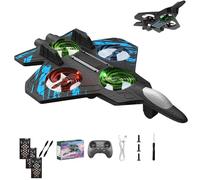 Tencipeda Rc Jet, Rc Stunt Fighter Jet Toy for Kids with 360° Flips & LED Lights, Foam Remote Control Airplanes Stunt Roll Airplane Toy Gifts for Kids Boys (Three Battery,Blue)