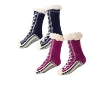 Tencipeda Ultra-Thick Cashmere Slipper Home Sock, Warmth Slip Resistance Cashmere Slipper Socks for Women,Suitable for Home Use. (2pcs-D)