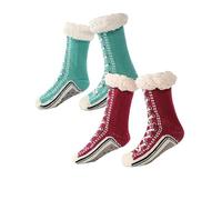 Tencipeda Ultra-Thick Cashmere Slipper Home Sock, Warmth Slip Resistance Cashmere Slipper Socks for Women,Suitable for Home Use. (2pcs-A)