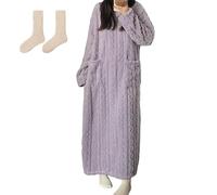 Tencipeda Winter Coral Velvet Home Clothes, Women's Winter Velvet Robe, Velvet Nightgowns for Women (Purple,L)