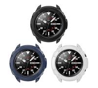TenCloud Accessoires compatibles avec Samsung Galaxy Watch 3 45 mm, coque de protection avec anneau de lunette adhésive pour montre intelligente Galaxy Watch 3 SM-R840 (noir + bleu + blanc)