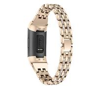 TenCloud Bracelet de rechange en métal compatible avec Fitbit Charge 4/Charge 3 Strap Fitness Tracker avec strass scintillants pour femme (doré)