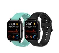 TenCloud Lot de 2 bracelets compatibles avec Amazfit GTS, bracelet de rechange Qucik Release de 20 mm en silicone souple pour montre intelligente Amazfit GTS (noir + bleu sarcelle, taille S)
