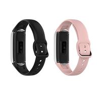 TenCloud Lot de 2 bracelets compatibles avec Samsung Galaxy Fit SM-R370 - Bracelet de rechange en silicone souple pour traqueur d'activité Galaxy Fit SM-R370 (noir + rose)