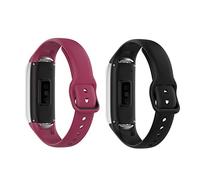 TenCloud Lot de 2 bracelets compatibles avec Samsung Galaxy Fit SM-R370, bracelet de rechange en silicone souple pour traqueur d'activité Galaxy Fit SM-R370 (vin + noir)