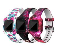 TenCloud Lot de 3 bracelets de rechange en silicone souple avec motif floral pour enfants de 4 ans et plus, pour tracker d'activité Vivofit Jr.3, Silicone