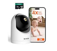 Tenda Caméra de Surveillance avec Carte 64 GB, Wi-FI 6, Surveillance à 360°, détection de Personnes, Mouvement et Notifications, Webcam de sécurité pour Enfants et Personnes âgées, Vision Nocturne