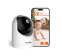 Tenda Caméra Surveillance WiFi Intérieure 2K, WiFi 6 360° pour Bébé/Animaux, 3MP Détection Humaine AI, Suivi Mouvement, Vision Nocturne, Audio Bidirectionnel, sans Abonnement