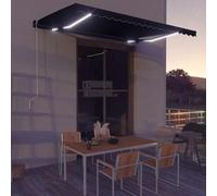 Tenda da Terrazzo Auvent rétractable manuel avec LED 450 x 300 cm - Gris - Pour balcon, extérieur, auvent imperméable et résistant aux UV