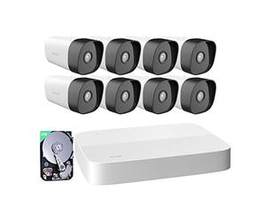 Tenda Kit Caméra de Surveillance Extérieure 4MP, 8X Caméra PoE + 1TB HDD + 4K 8CH NVR (qu'à 10 TB), Détection de Perosnne, Kit Vidéo Surveillance avec 50 Mètres Vision, Accès à Distance, K8P-4TR-1T