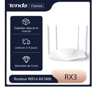 TENDA Routeur WiFi 6 AX1800 Dual bande Quad Core, Couverture 110m², Ports Gigabit, contrôl parental, idéal pour jeux&streaming, RX3