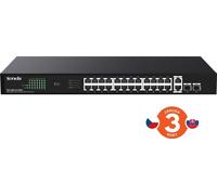 Tenda TEG1128P-24-250W PoE+ Gigabit switch 24x 1Gbps PoE+ 802.3af/at + 2x SFP + 2x RJ45, 230W, Rack