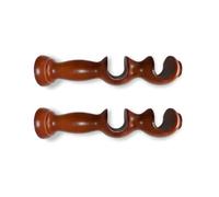 TENDAGGIMANIA Paire de supports doubles ouverts pour rideaux en bois, tringles à rideaux, pour tiges de diamètre 35 mm, Longueur 24 cm, Couleur: Cerise