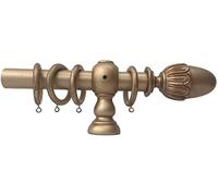 TENDAGGIMANIA ® Tringle a Rideau en Vrai Bois Italien - Personnalisable - Diamètre 35 mm - Mouvement a Corde avec Anneaux - Modèles et Finitions Antique - Couleur Beige perlé, 200 cm