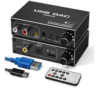 Tendak 192KHz USB DAC Convertisseur audio numérique vers analogique, USB optique SPDIF coaxial vers audio stéréo analogique RCA L/R, adaptateur convertisseur avec contrôle du volume, réglage de la