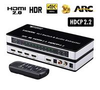 Tendak 4 Ports HDMI Commutateur 4K Répartiteur HDMI 4 en 1 avec Optique et L/R Audio Extracteur avec Télécommande Supporte 4K@60Hz UHD HDCP 2.2 Arc 3D