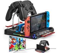 Tendak Station d'accueil Switch, LED Station d'accueil TV pour Nintendo Switch/Switch OLED, JoyCon Station de Charge avec 8 Jeux de Rangement