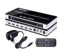 Tendak Switch HDMI Commutateur HDMI 4K 5 Entrées 1 Sortie avec SPDIF et L/R Audio Extractor avec télécommande IR Supporte Arc 1080P 3D pour PS4, Xbox One, Nintendo Switch, Lecteur Blu Ray