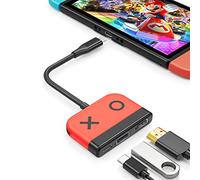 Tendak USB Type C vers HDMI Adaptateur pour Switch 3 in 1 USB-C Hub avec USB 3.0 PD Charge 4K HDMI Converter pour Switch/Switch OLED, MacBook Pro Samsung S22 Huawei Mate 60 (Rouge)