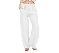 Tendance 2025 Pantalon Fluide Femme Été Lin Offre de Printemps Pantalons Chic et Elegant Décontractés Léger Respirant Ample Pantalon Large Femmes Soldes D'Été Vetement Mode Pants Pas Cher Offres