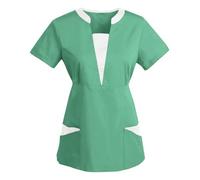 Tendance 2025 Tunique Médicale Femme Col V Manche Courte Uniforme De Travail Blouse Tenue Infirmiere Professionnelle Uniforme D'infirmière Esthéticienne Soldes d'été Vêtements de Travail et Uniformes