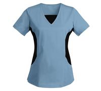 Tendance 2025 Tunique Médicale Femme Col V Manche Courte Uniforme De Travail Blouse Tenue Infirmiere Professionnelle Uniforme D'infirmière Esthéticienne Soldes d'été Vêtements de Travail et Uniformes