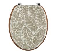 TENDANCE - Abattant WC Bois Moulé 18 Pouces Attaches Acier Inoxydable Couvercle Imprimé et Assise Façon Acacia Rustique - Mimétisme - Salle de Bain - Abattants Universel - Lunette de Toilette