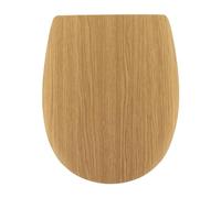 TENDANCE - Abattant WC Bois Moulé 18 Pouces Forme Plate Attaches Acier Inoxydable - Façon Chene - Salle de Bain - Abattants Universel - Lunette de Toilette