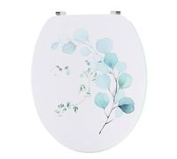TENDANCE Abattant WC en Bois déco Aquarelle Vert et Bleu avec Kit Fixation en Acier Inoxydable