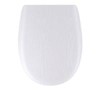 Tendance - Abattant WC en bois imprimé, 45,7 cm, forme plate, charnières en acier inoxydable, effet bois blanc