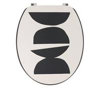 Tendance - Abattant WC en MDF de 45,7 cm, couvercle design imprimé, assise effet bois wengé, fixations en acier inoxydable - Tribal Craft noir