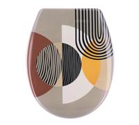 TENDANCE Abattant WC en Thermodur déco Trendy Jaune et Terracotta avec Kit de Fixation