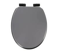 Abattant WC en Bois Gris et Noir avec frein de chute et kit de fixation - TENDANCE