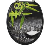 Tendance - Abattant WC en Bois déco Punta Cana avec Kit Fixation en Acier Inoxydable