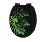 Tendance - Abattant wc mdf 18 pouces couvercle design imprime assise imitation bambou frein de chute chrome - green addict