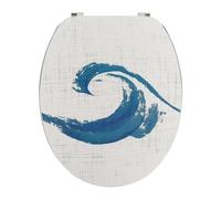 TENDANCE - Abattant WC MDF 18 Pouces Couvercle Design Imprime Vague Assise Imprime Bleu Attaches Acier Inoxydable - manureva