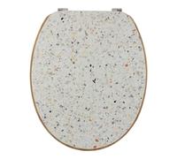 TENDANCE - Abattant WC MDF 18 Pouces Couvercle Design Imprimee et Assise facon Bambou Attaches Acier Inoxydable - terrazzo