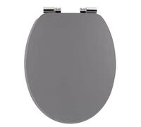 Tendance - Abattant WC MDF 18 Pouces Unicouvercle Design Attaches ABS Chrome Frein de Chute - Gris - Salle de Bain - Abattants Universel - Lunette de Toilette