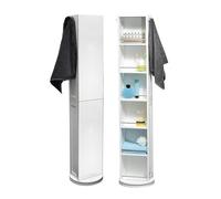 Tendance Armoire Colonne Pivotante de Salle de Bain - 6 Niches + 2 Miroirs + 2 patères - Coloris Blanc