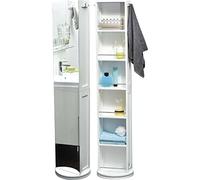 Tendance Colonne pivotante MDF avec miroir et niches de rangement – Blanc