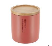 TENDANCE Boite à Coton et Cotons-tiges Terracotta avec Couvercle en Bambou